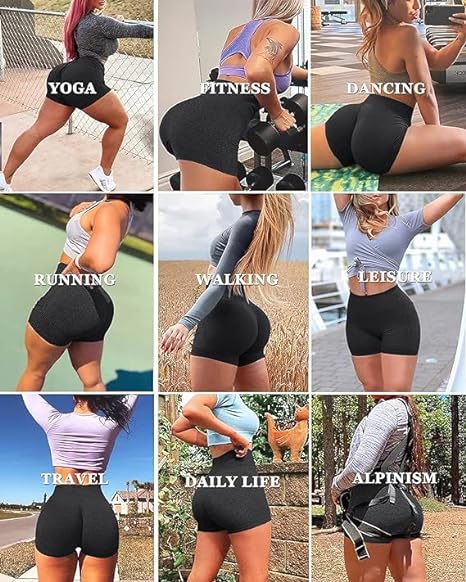 Women Gym Push Up Seamless Scrunch Butt Yoga Sport Fitness Workout High Waist Shapeware Short Free size