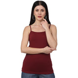 Maroon Round Neck Slim Fit Spaghetti Top