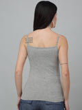 Round Neck Grey Slim Fit Spaghetti Tank Top