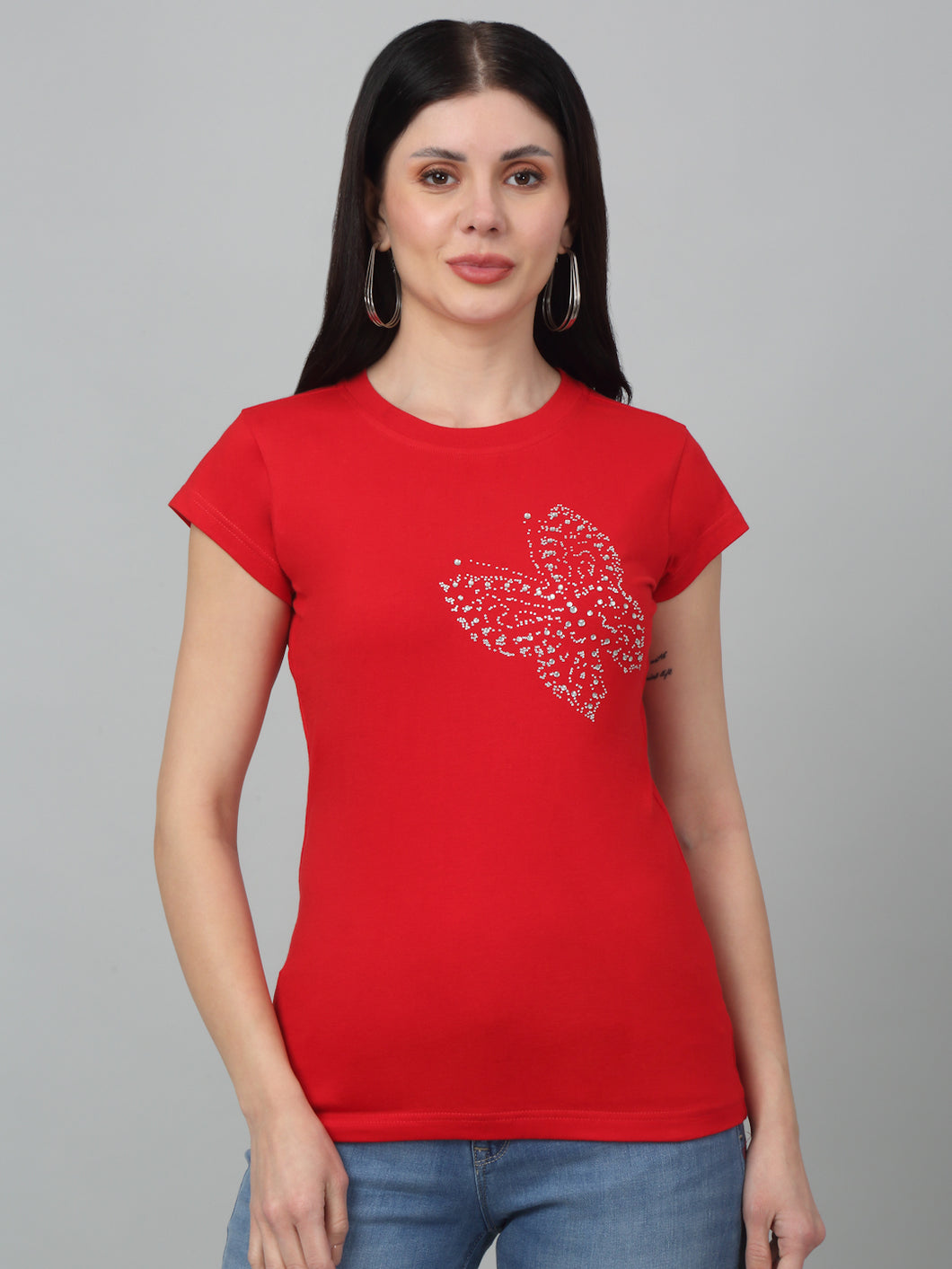 Printed Red Slim fit T-Shirt