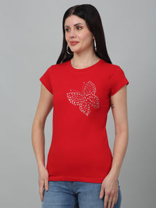 Printed Red Slim fit T-Shirt