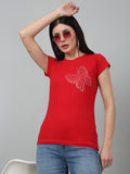 Printed Red Slim fit T-Shirt