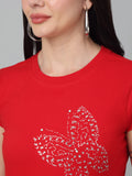 Printed Red Slim fit T-Shirt