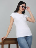 Butterfly Printed White Slim Fit T-Shirt