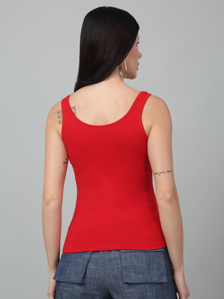 Slim Fit  & Sleeveless  Solid Tank Top