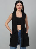 Solid Open Front sleeveless Shrug