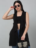 Solid Open Front sleeveless Shrug