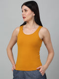 Mustard Cotton Jersey Fabric Slim Fit  & Sleeveless  Solid Tank Top