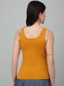 Mustard Slim Fit  & Sleeveless  Solid Tank Top