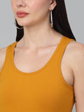 Mustard Slim Fit  & Sleeveless  Solid Tank Top