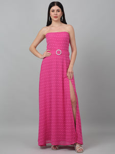 Strapless Floral Lace Maxi Dress