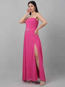 Strapless Floral Lace Maxi Dress