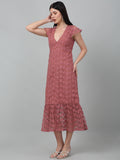 V-Neck Fit & Flare Ancle length Maxi Dress