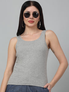 Cotton Slim Fit  Solid Round Neck Tank Top