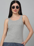 Cotton Slim Fit  Solid Round Neck Tank Top