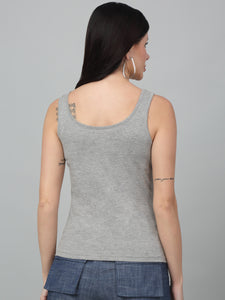 Cotton Slim Fit  Solid Round Neck Tank Top