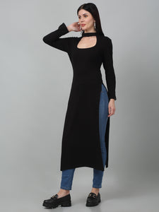 Black High Slit Kurta & Longline Top