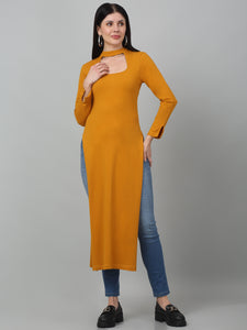 Mustard High Slit Kurta & Longline Top