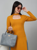 Mustard High Slit Kurta & Longline Top