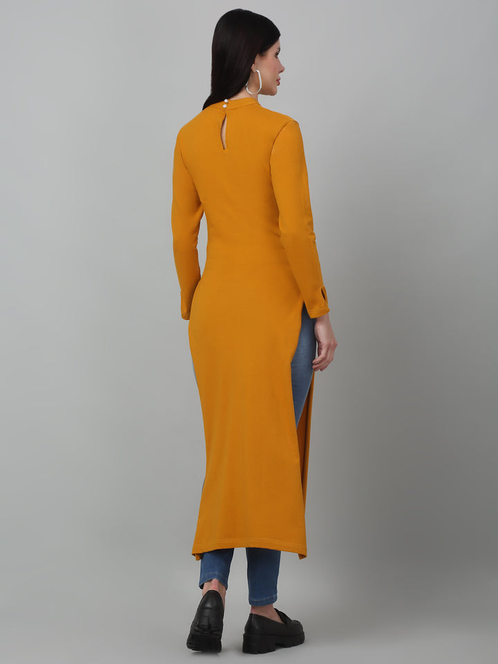 Mustard High Slit Kurta & Longline Top