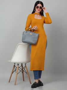 Mustard High Slit Kurta & Longline Top