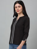 Mandarin Collar Formal Black Shirt Cuff Sleeve Top