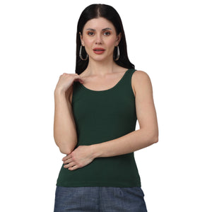 Cotton Slim Fit  Solid Round Neck Tank Top