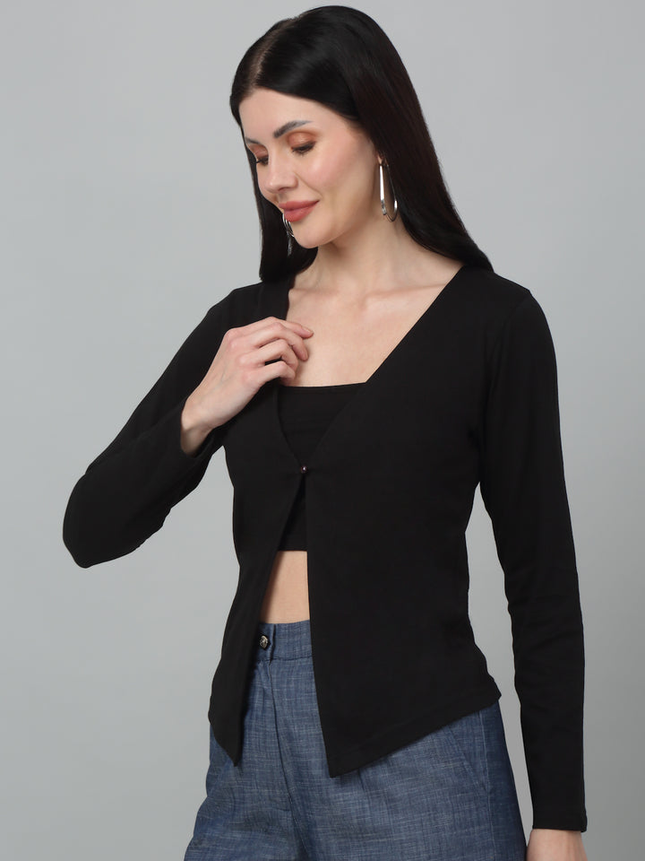 Full Sleeves Cotton Open Front Shrug