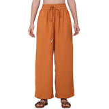 Mustard Loose Fit Wide Leg Solid Rayon Track Pant