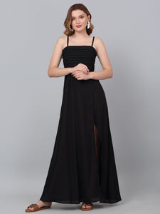 Black Strapless Cut Out Maxi Party Dress