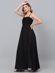 Black Strapless Cut Out Maxi Party Dress