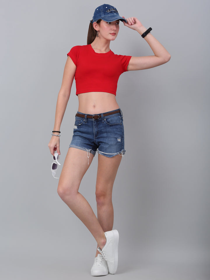 Red Fitted Crop Top