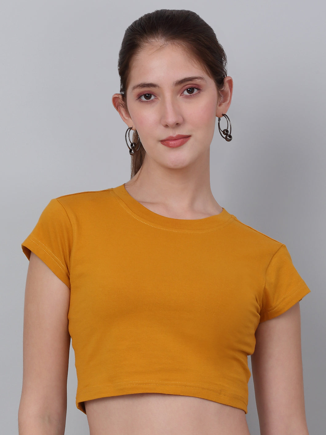 Mustard Fitted Crop Top