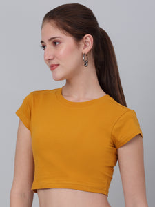 Mustard Fitted Crop Top