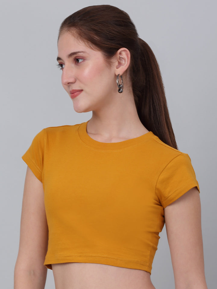 Mustard Fitted Crop Top