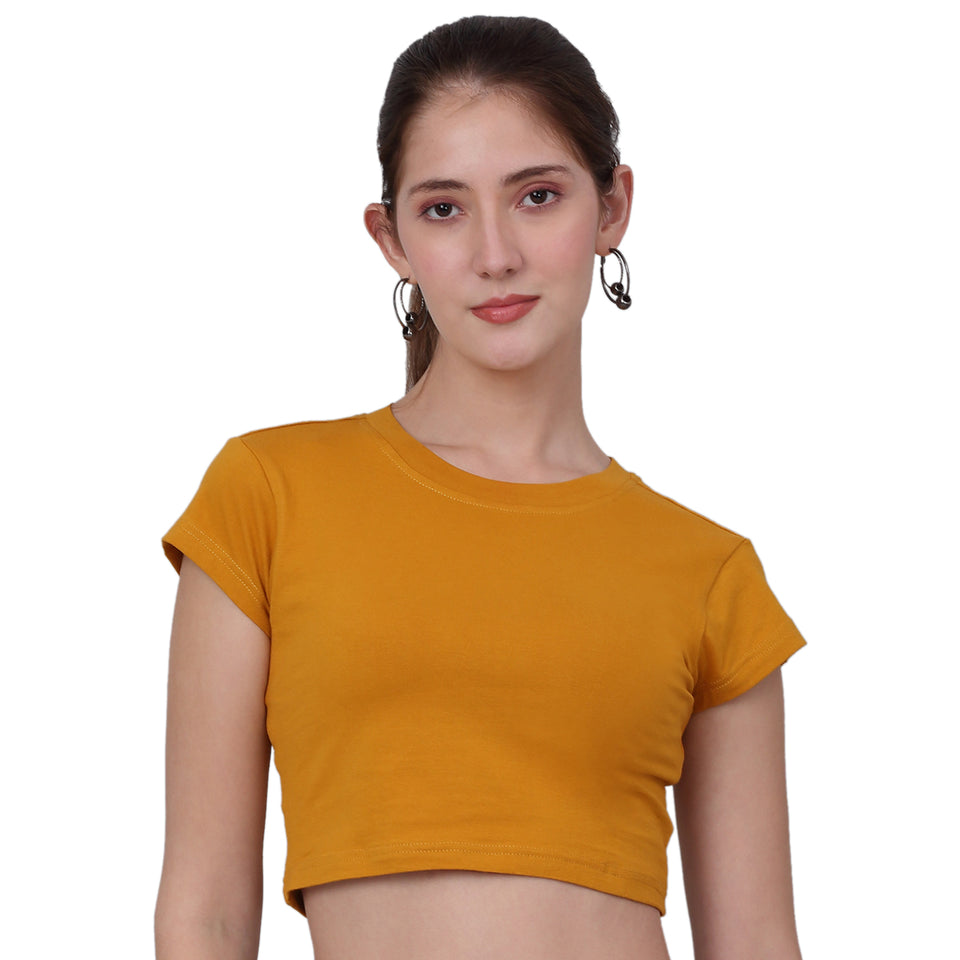 Mustard Fitted Crop Top