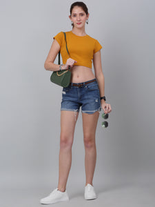 Mustard Fitted Crop Top