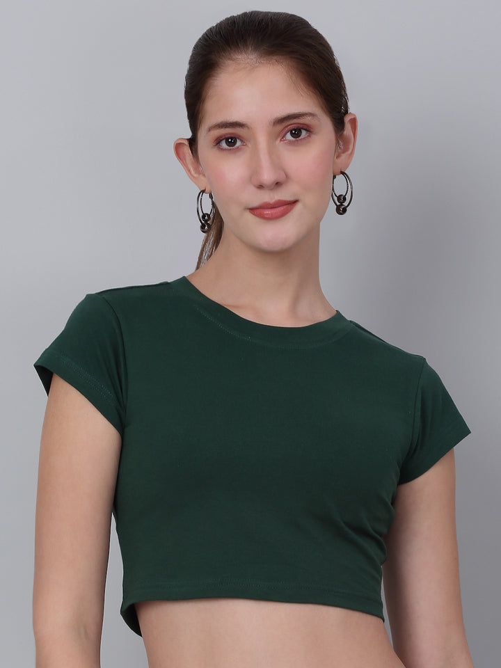 Dark Green Fitted Crop Top