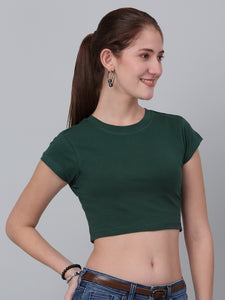 Dark Green Fitted Crop Top