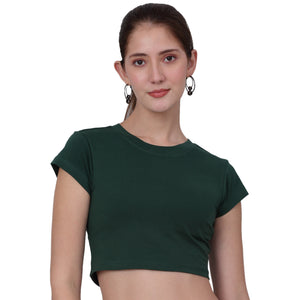 Dark Green Fitted Crop Top