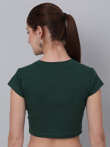 Dark Green Fitted Crop Top