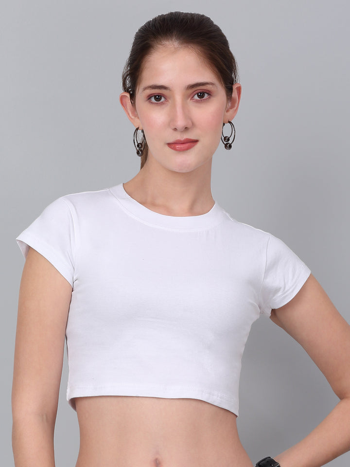 White Regular Crop Top