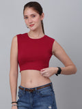 High Neck With  Back Tie Fitted Crop Top