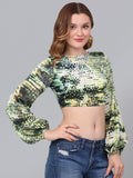 Slim Fit Crop Top with Puff Sleeves