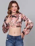 Slim Fit Crop Top with Puff Sleeves