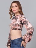 Slim Fit Crop Top with Puff Sleeves