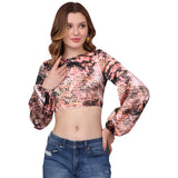 Slim Fit Crop Top with Puff Sleeves