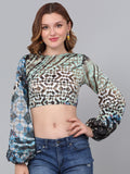 Puff Sleeves Slim Fit  Crop Top