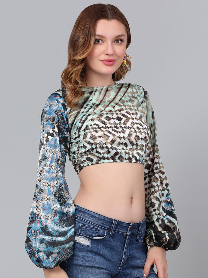 Puff Sleeves Slim Fit  Crop Top