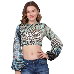 Puff Sleeves Slim Fit  Crop Top